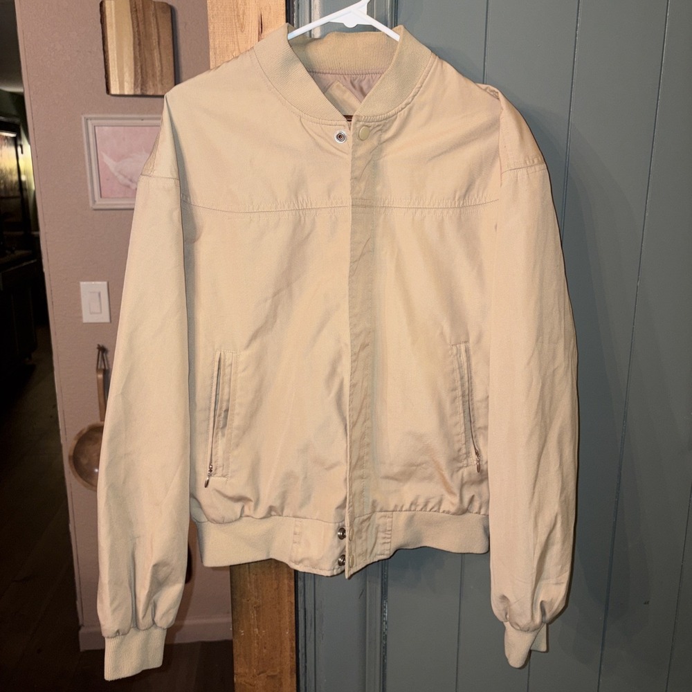 Vintage Arnie Size M Retro Hipster Cotton Blend Khaki Zip Front Bomber Jacket